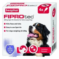 Beaphar FIPROtec Spot-On For Extra Large Dogs Flea Treatment - 4 Pipettes By Beaphar
