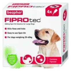 Beaphar FIPROtec Spot-On For Large Dogs Flea Treatment - 4 Pipettes By Beaphar
