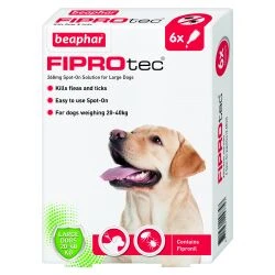 Beaphar FIPROtec Spot-On For Large Dogs Flea Treatment - 6 Pipettes By Beaphar