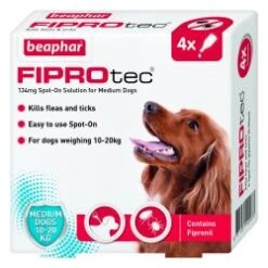 Beaphar FIPROtec Spot-On For Medium Dogs Flea Treatment - 4 Pipettes By Beaphar