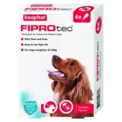 Beaphar FIPROtec Spot-On For Medium Dogs Flea Treatment - 6 Pipettes By Beaphar