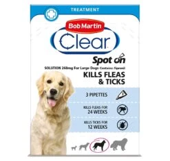 Bob Martin Flea & Ticks Clear Spot On Large Dog (20-40 Kg) - 3 Pack By Bob Martin