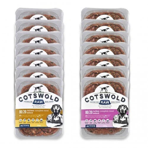 Cotswold RAW Active Chicken & Turkey 80/20 Mince Adult Raw Dog Food Mix Pack - 14 X 500g By Cotswold Raw 1 Cotswold RAW Active Chicken & Turkey 80/20 Mince Adult Raw Dog Food Mix Pack - 14 X 500g By Cotswold Raw