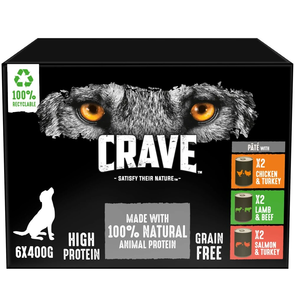 Crave Grain Free Adult Wet Dog Food Cans In Pate - 6 X 400g By Crave 1 Crave Grain Free Adult Wet Dog Food Cans In Pate - 6 X 400g By Crave