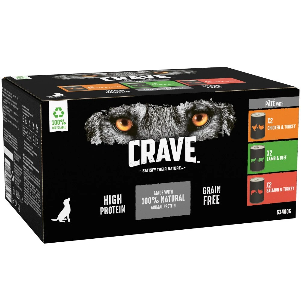 Crave Grain Free Adult Wet Dog Food Cans In Pate - 6 X 400g By Crave 3 Crave Grain Free Adult Wet Dog Food Cans In Pate - 6 X 400g By Crave - Image 3