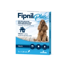Fipnil Plus Spot-On Flea Treatment For Medium Dogs 10-20kg - 3 Pack By Fipnil