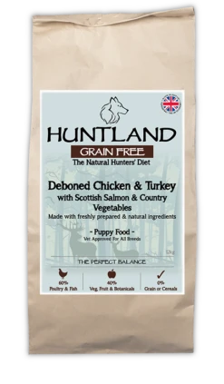 Huntland Deboned Chicken Turkey Grain Free Dry Puppy Food - 10kg + 2kg FREE By Huntland -Pattes Douces Store Huntland Deboned Chicken and Turkey Grain Free Puppy Food 12kg 5