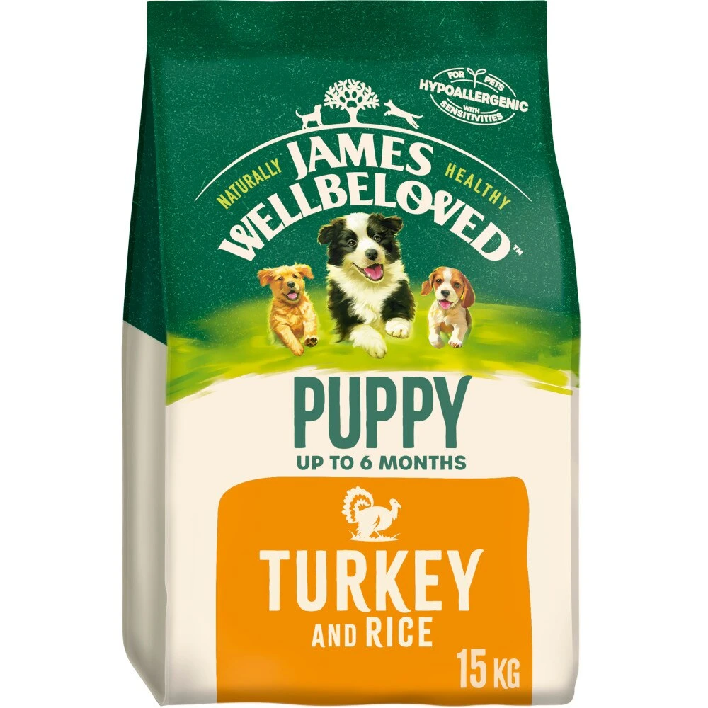 James Wellbeloved Turkey & Rice Puppy Dry Dog Food - 15kg By James Wellbeloved 1 James Wellbeloved Turkey & Rice Puppy Dry Dog Food - 15kg By James Wellbeloved