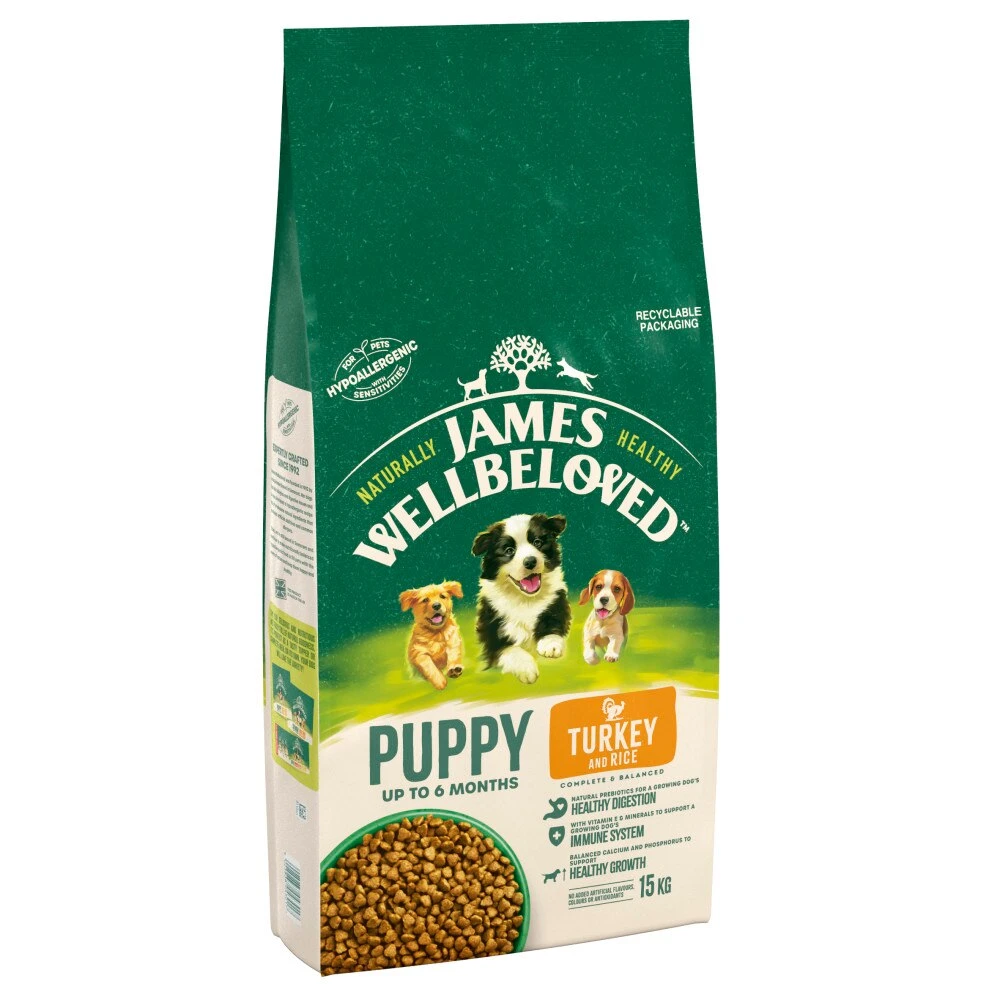 James Wellbeloved Turkey & Rice Puppy Dry Dog Food - 15kg By James Wellbeloved 3 James Wellbeloved Turkey & Rice Puppy Dry Dog Food - 15kg By James Wellbeloved - Image 3
