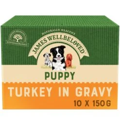 James Wellbeloved Puppy & Junior Turkey & Rice In Gravy Wet Dog Food Pouches - 10 X 150g By James Wellbeloved