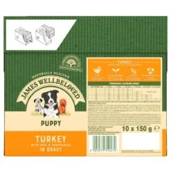 James Wellbeloved Puppy & Junior Turkey & Rice In Gravy Wet Dog Food Pouches - 10 X 150g By James Wellbeloved -Pattes Douces Store James Wellbeloved Turkey Rice Puppy Junior Dog Pouches 10 Pack 150g 8