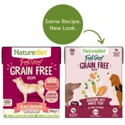 Naturediet Feel Good Grain Free Recipe Salmon Dog Food - 18 X 390g By Naturediet 11 Naturediet Feel Good Grain Free Recipe Salmon Dog Food - 18 X 390g By Naturediet -Pattes Douces Store Naturediet Feel Good Grain Free Salmon dog food 18 390g 4