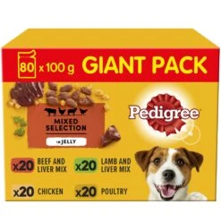 Pedigree Adult Mixed Selection In Jelly Wet Dog Food Pouches - 80 X 100g By Pedigree