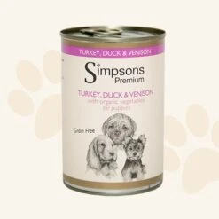 Simpsons Puppy Turkey & Venison With Duck Grain Free Wet Dog Food Cans - 6 X 400g By Simpsons Premium