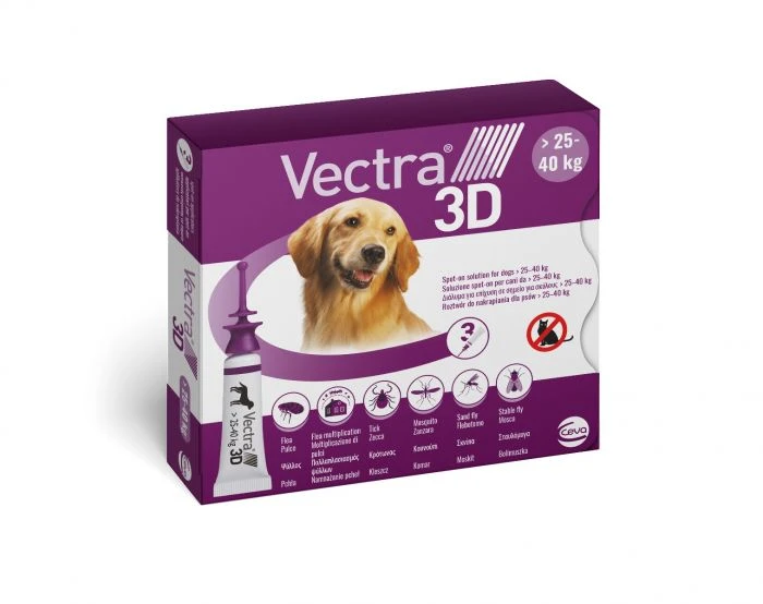 Vectra 3D Spot On Flea Treatment For Large Dogs (25-40kg) - 3 Pack By Vectra 1 Vectra 3D Spot On Flea Treatment For Large Dogs (25-40kg) - 3 Pack By Vectra